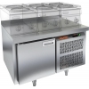 Стол морозильный низкий, GN2/3, L0.90м, борт H50мм, 1 дверь глухая, ножки, -18/-10С, нерж.сталь, дин.охл., агрегат справа, R404a
