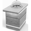 Салат-бар тепловой островной, L0.60м, фр.фасад краш.RAL5020, диспенсер для тарелок 1 цилиндр, купол оргст., подсветка, стол.камень Кристал Полар Вайт,